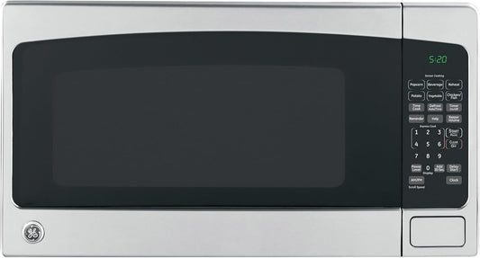 GE Countertop Microwave Oven,1, 200-watt Capacity, 2.0 Cubic Ft., 8 Auto Setting Cooking Settings, Child-Lock Technology, Kitchen Essentials for the Countertop, Dorm Room or Apartment, Stainless Steel