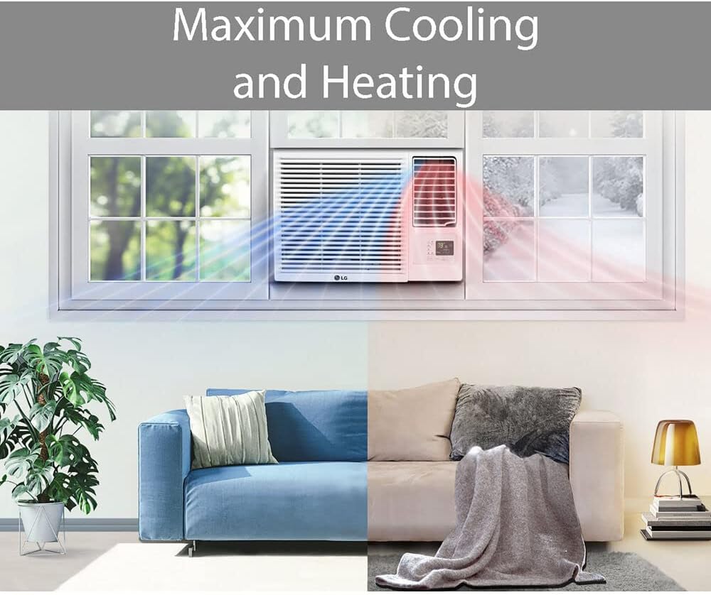 LG 18,000 BTU Heat and Cool Window Air Conditioner with WiFi Controls, Smart Temperature Control for Rooms up to 1,000 Sq. Ft., White