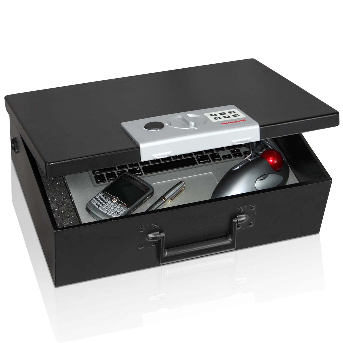 Honeywell Safes & Door Locks - Hideable Small Safe Box - Fire Resistant Document Safety Box for Home - Steel Security Digital Code Lock for Personal Items, Jewelry, Money Safe - 0.26-CU - Black - 6108