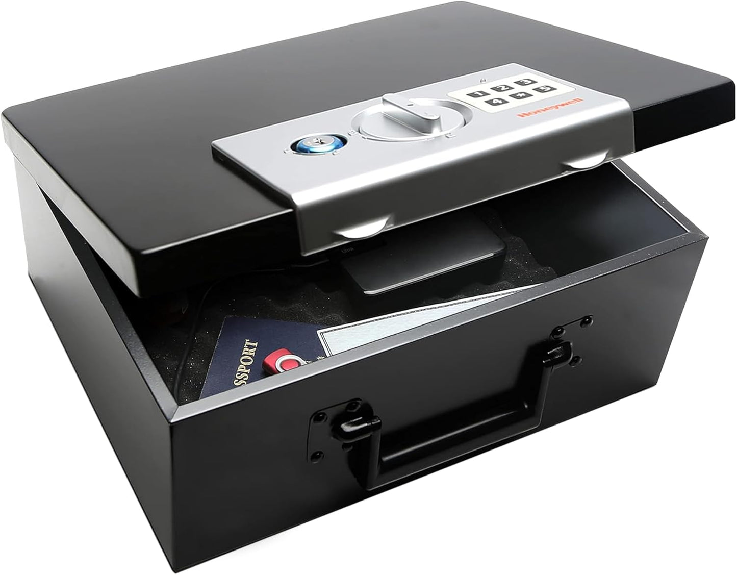 Honeywell Safes & Door Locks - Hideable Small Safe Box - Fire Resistant Document Safety Box for Home - Steel Security Digital Code Lock for Personal Items, Jewelry, Money Safe - 0.26-CU - Black - 6108