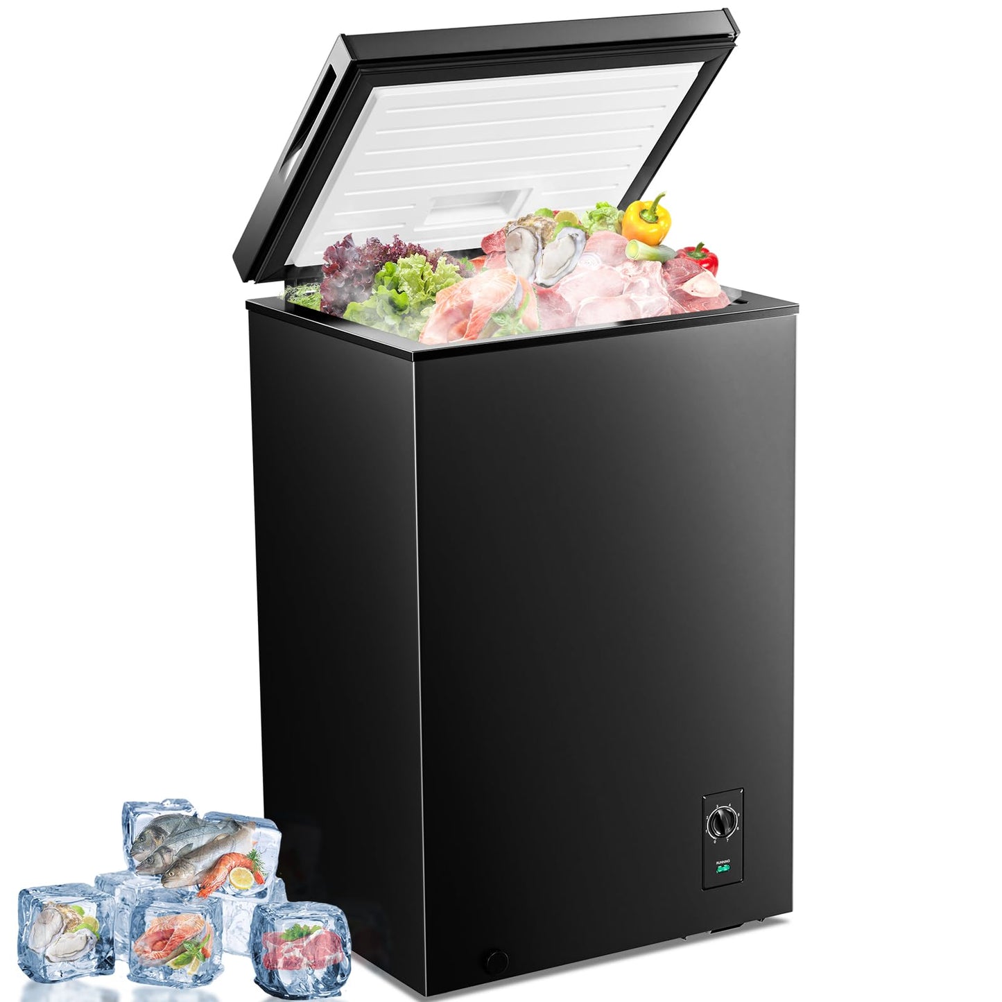 Antarctic Star 7.0 Cu. ft Chest Freezer 6.8℉to -4℉ Free Standing Top open Door Compact Freezer with Adjustable Temperature Defrost Water Drain/Power Saving White