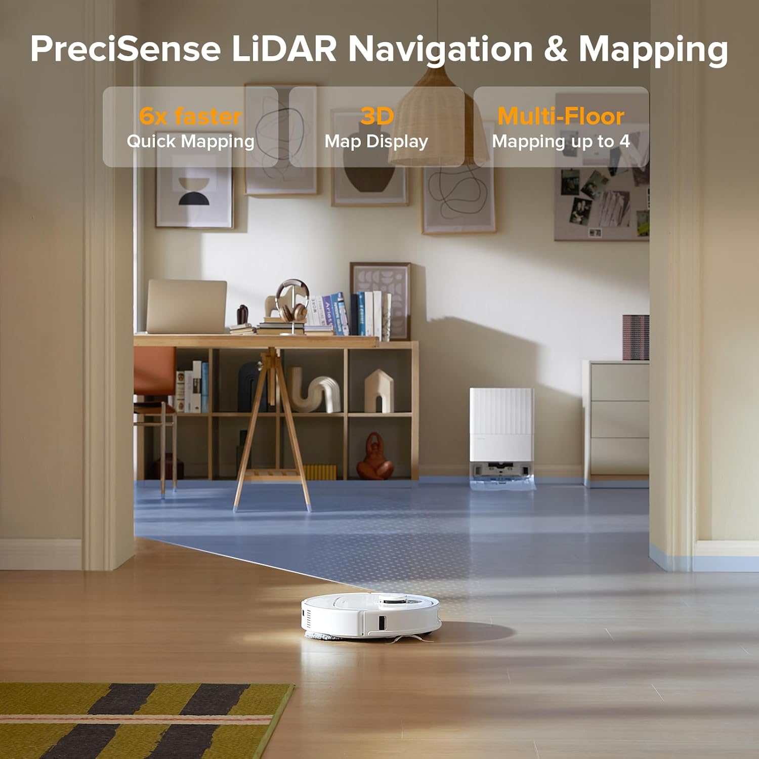 roborock Qrevo Series Robot Vacuum and Mop, 8000Pa Suction, Upgraded from Qrevo S, Anti-Tangle Brush, Smart Obstacle Avoidance, Auto Mop Washing, All-in-One Dock, 200RPM Spinning Mops, White(QV 35A)