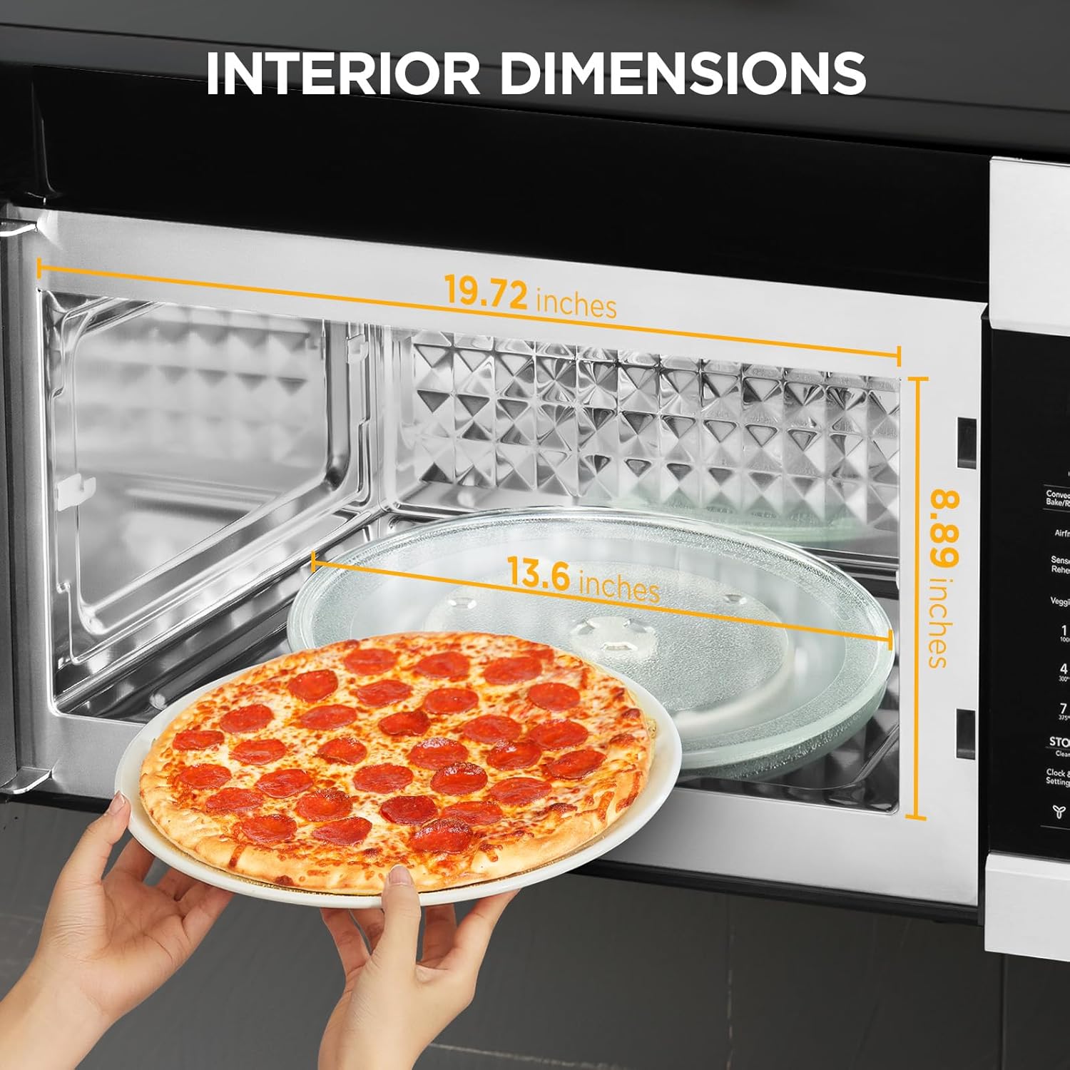 BLACK+DECKER Over the Range Microwave Oven with Air Fryer, Convection, and Bake Modes, 1.5 cu.ft., Stainless Steel, 900 Watts, EC942K6CE-SS