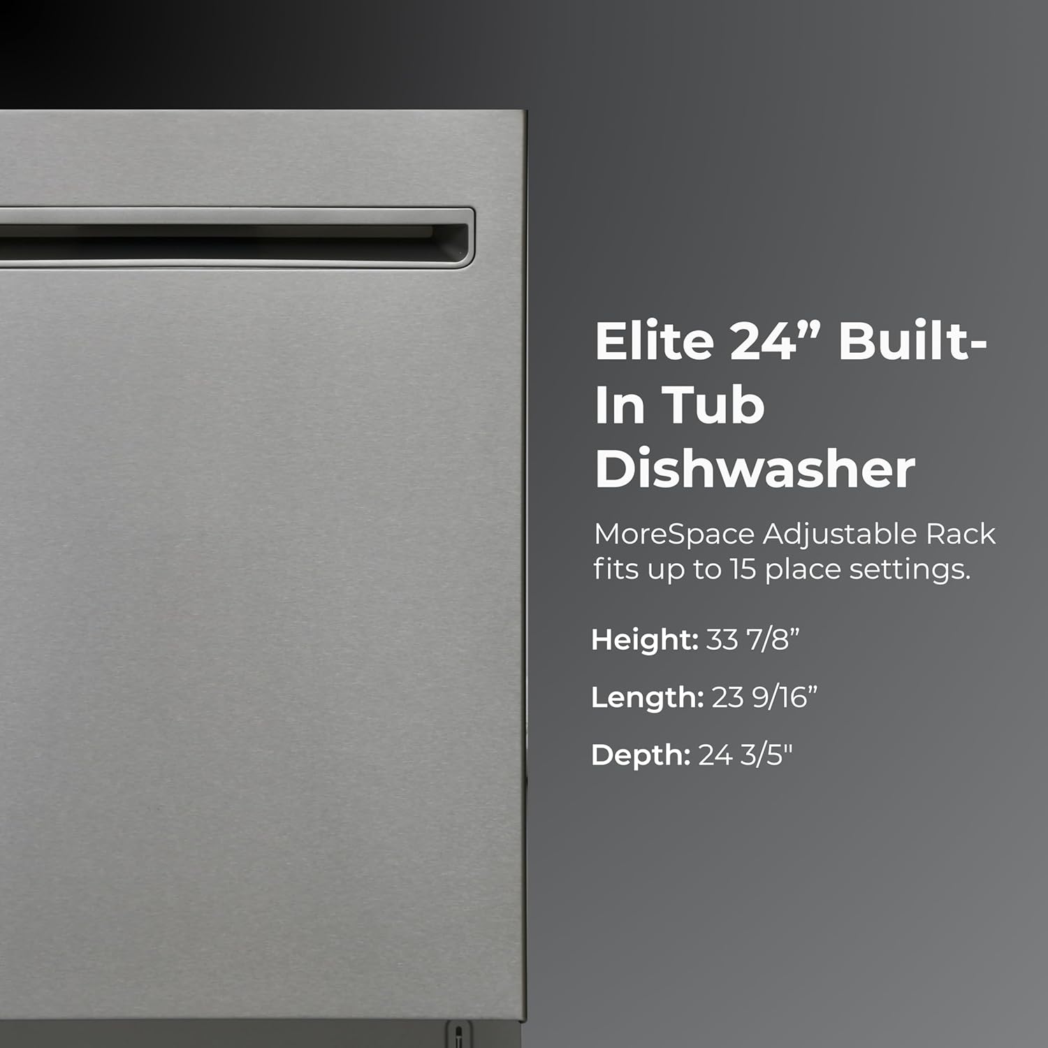 Kenmore Elite 24" Built-in Stainless Steel Tub Dishwasher TurboDry, QuietWash, SmartWash & TurboFlex Third Rack-15 Place Settings-42 DBA, Energy Star Certified, Fingerprint Resistant