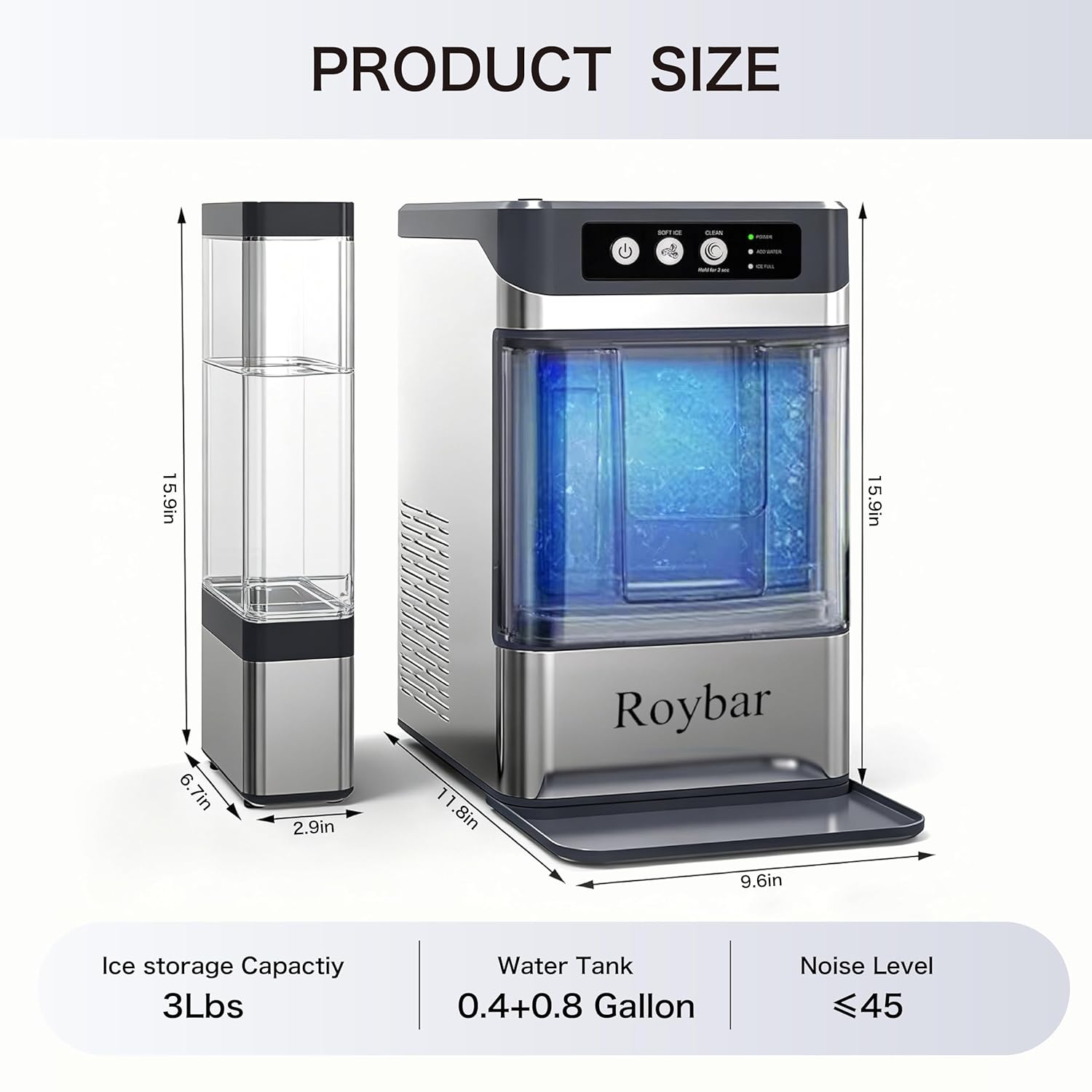 Large Capacity Ice Makers Countertop One-Click Operation Self-Cleaning Portable Ice Maker 41lbs/24H with There is A Detachable 3L Water Tank Ice Machine for Home,Bar,Office