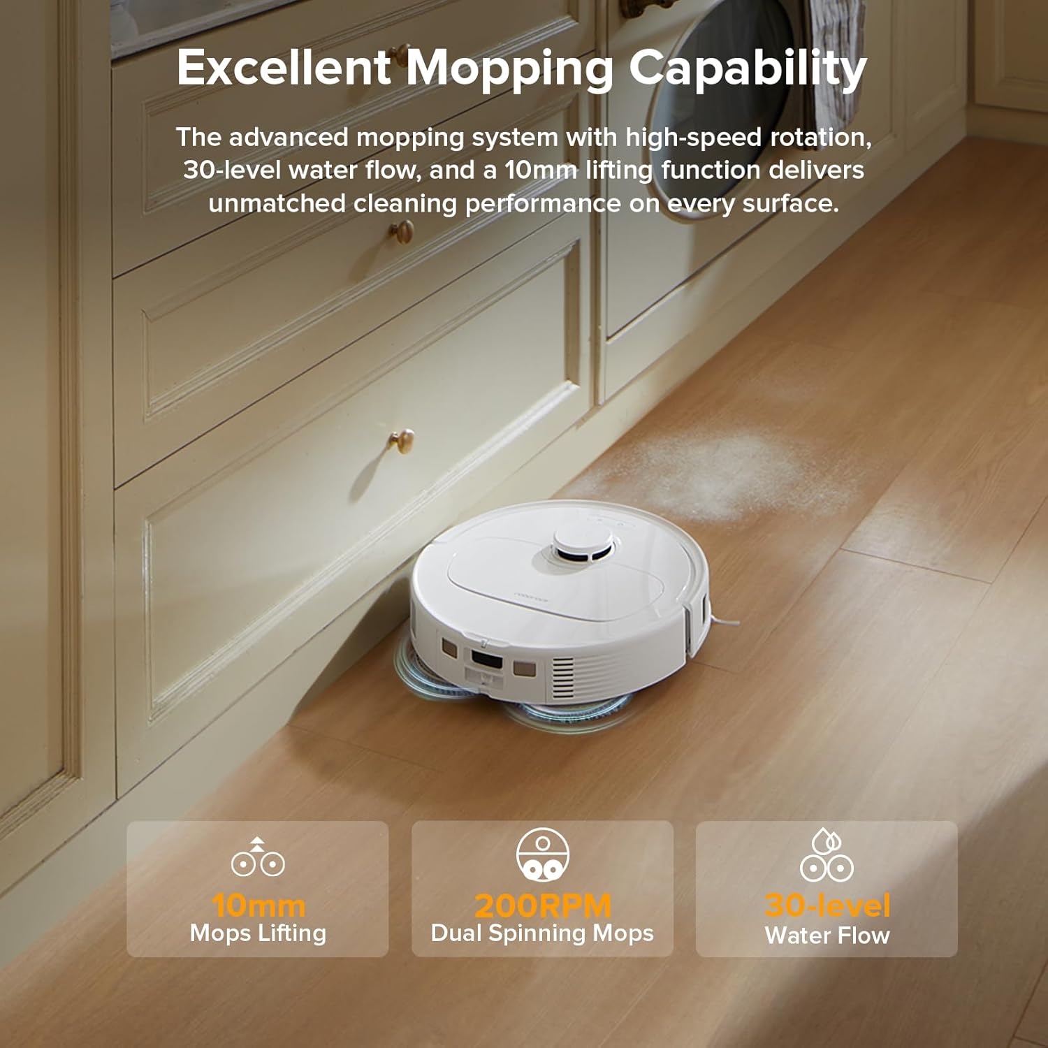 roborock Qrevo Series Robot Vacuum and Mop, 8000Pa Suction, Upgraded from Qrevo S, Anti-Tangle Brush, Smart Obstacle Avoidance, Auto Mop Washing, All-in-One Dock, 200RPM Spinning Mops, White(QV 35A)