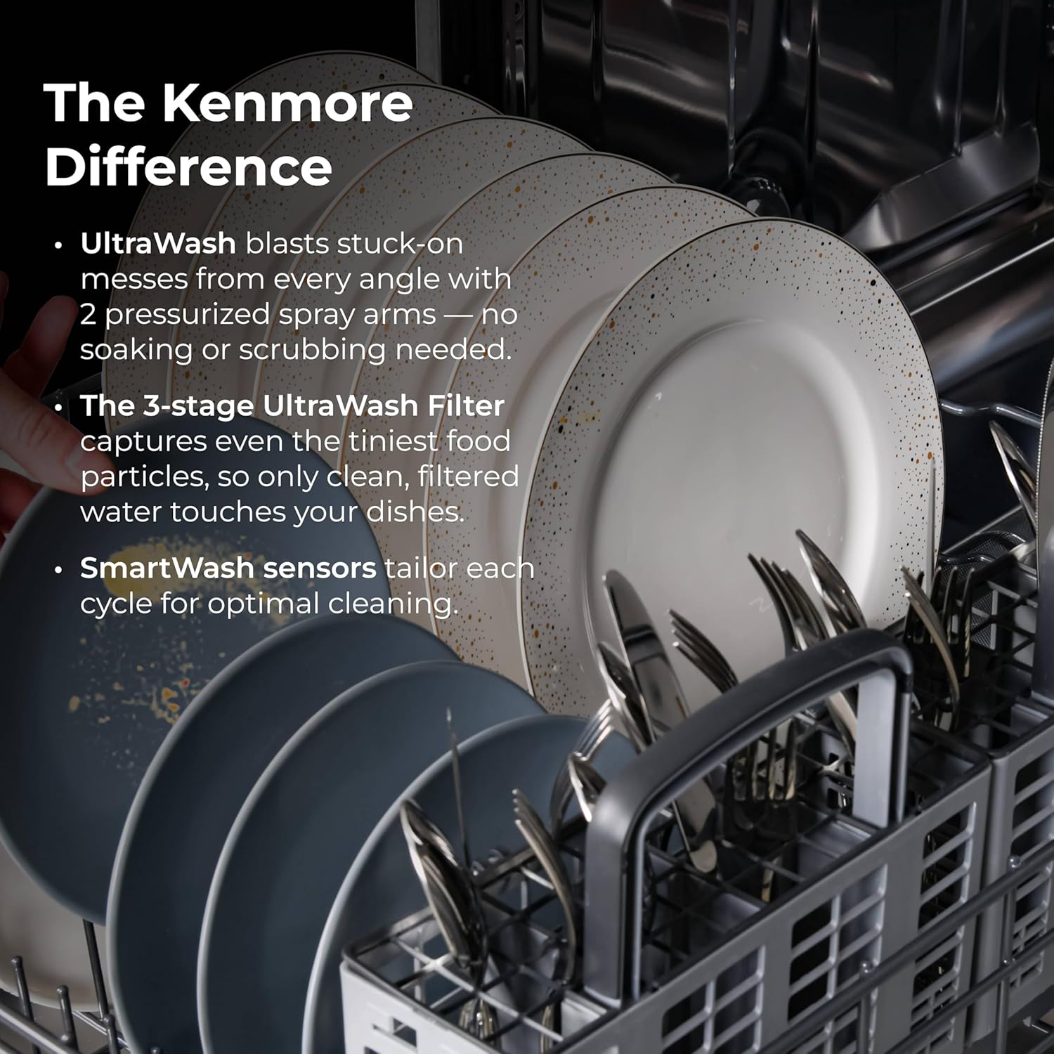 Kenmore 22-14585 24" Built-In Dishwasher - UltraWash, SmartWash, Sanitize Rinse, SmartDry, and Leak Detection - 14 Place Settings - 57 DBA - ENERGY STAR Certified - 24" - Stainless Steel