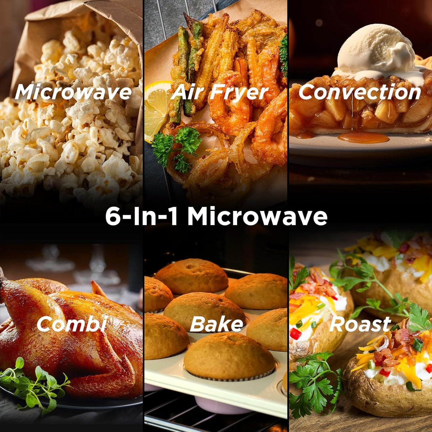 BLACK+DECKER Over the Range Microwave Oven with Air Fryer, Convection, and Bake Modes, 1.5 cu.ft., Stainless Steel, 900 Watts, EC942K6CE-SS