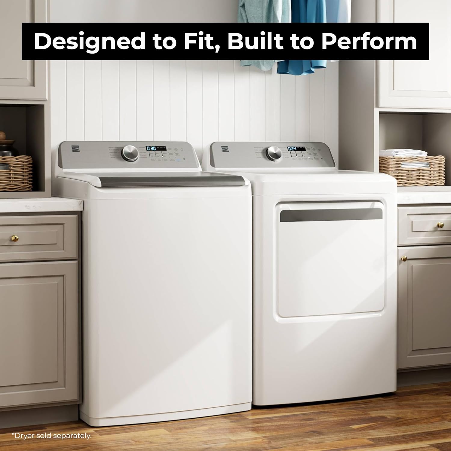 Kenmore 4.5 cu. ft. Top Load Washer with Triple Action Impeller for Tough Dirt & Stains-Reduce Laundry Time with Accela and Express Wash-LED, White