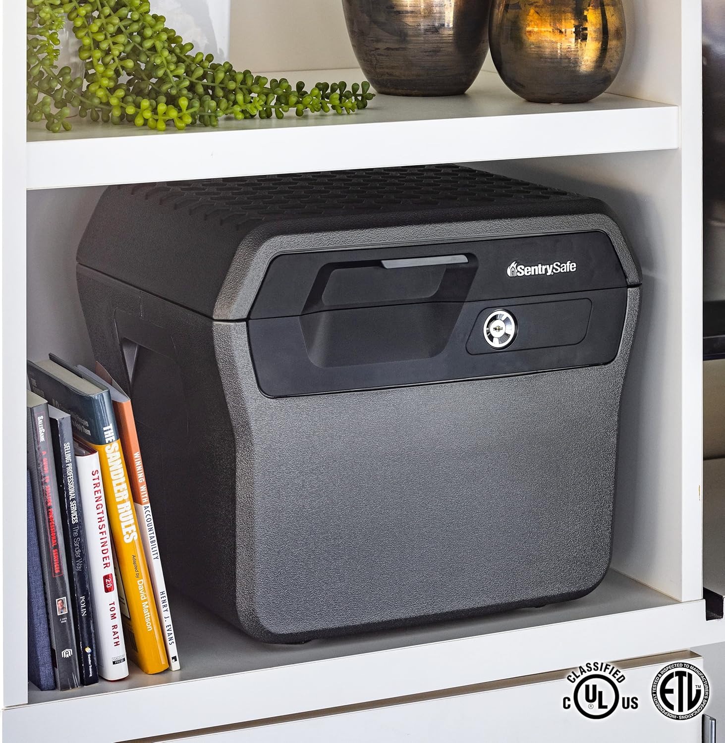 SentrySafe Fireproof and Waterproof Lock Box with Key Lock, File Safe with Carrying Handles for Documents, 0.66 Cubic Feet, 14.1 x 16.6 x 13.8 Inches, FHW40100