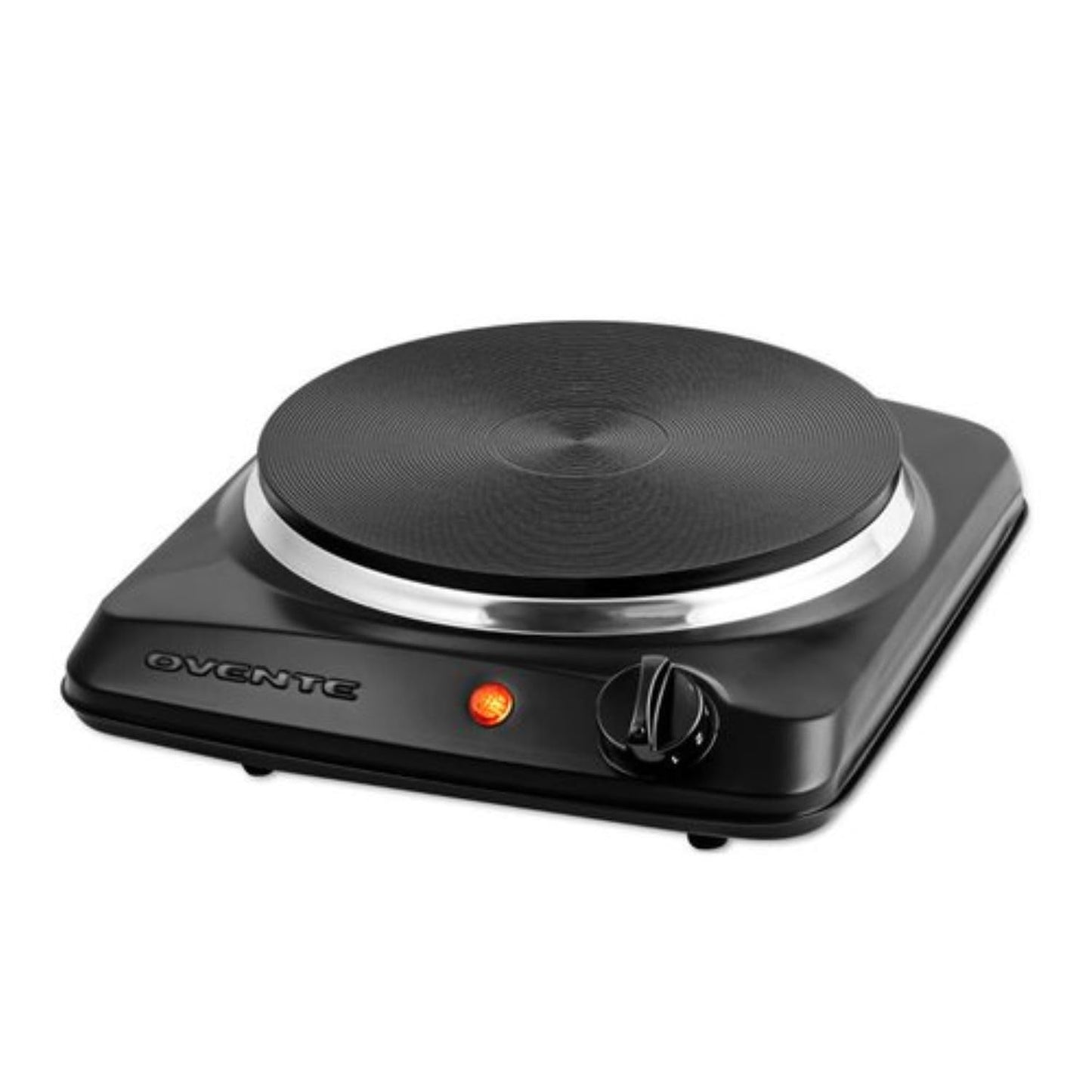 OVENTE Electric Countertop Double Burner, 1700W Cooktop with 7.25" and 6.10" Cast Iron Hot Plates, Temperature Control, Portable Cooking Stove and Easy to Clean Stainless Steel Base, Black BGS102B