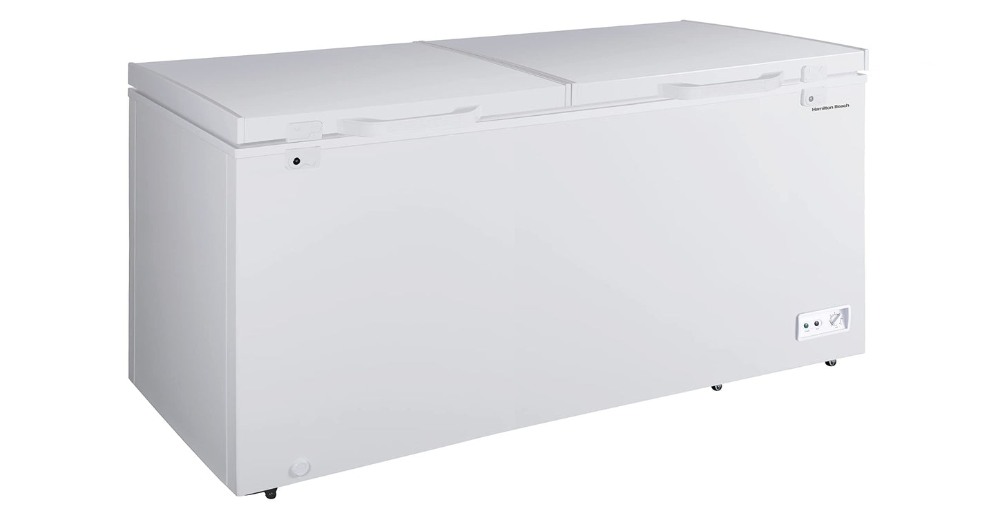 14 cu ft Chest Freezer - White, Large Storage for Families, Space-Saving Flat Back, Front Drain, Garage Ready - By Hamilton Beach