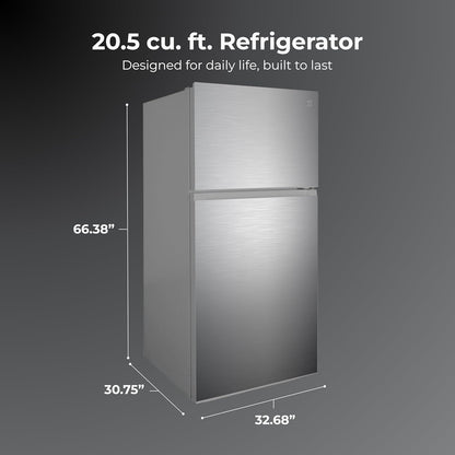 Kenmore 33 in. 20.5 cu. ft. Capacity Refrigerator/Freezer with Full-Width Adjustable Glass Shelving, Humidity Control Crispers, ENERGY STAR Certified, Fingerprint Resistant Stainless Steel