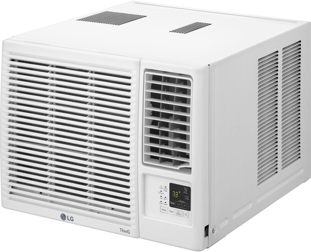 LG 18,000 BTU Heat and Cool Window Air Conditioner with WiFi Controls, Smart Temperature Control for Rooms up to 1,000 Sq. Ft., White