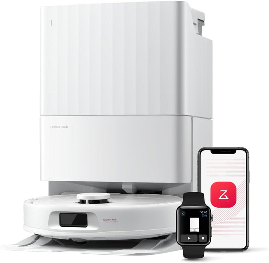 roborock Qrevo Series Robot Vacuum and Mop, 8000Pa Suction, Upgraded from Qrevo S, Anti-Tangle Brush, Smart Obstacle Avoidance, Auto Mop Washing, All-in-One Dock, 200RPM Spinning Mops, White(QV 35A)