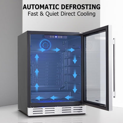 Kalamera 24 inch Beverage Refrigerator - 154 Cans Capacity Beverage Cooler- Fit Perfectly into 24" Space Built in Counter or Freestanding - for Soda, Water, Beer or Wine - For Kitchen, Bar or Office