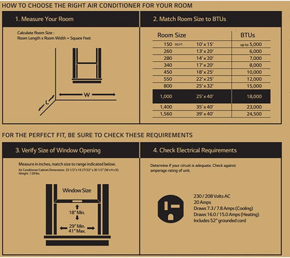 LG 18,000 BTU Heat and Cool Window Air Conditioner with WiFi Controls, Smart Temperature Control for Rooms up to 1,000 Sq. Ft., White