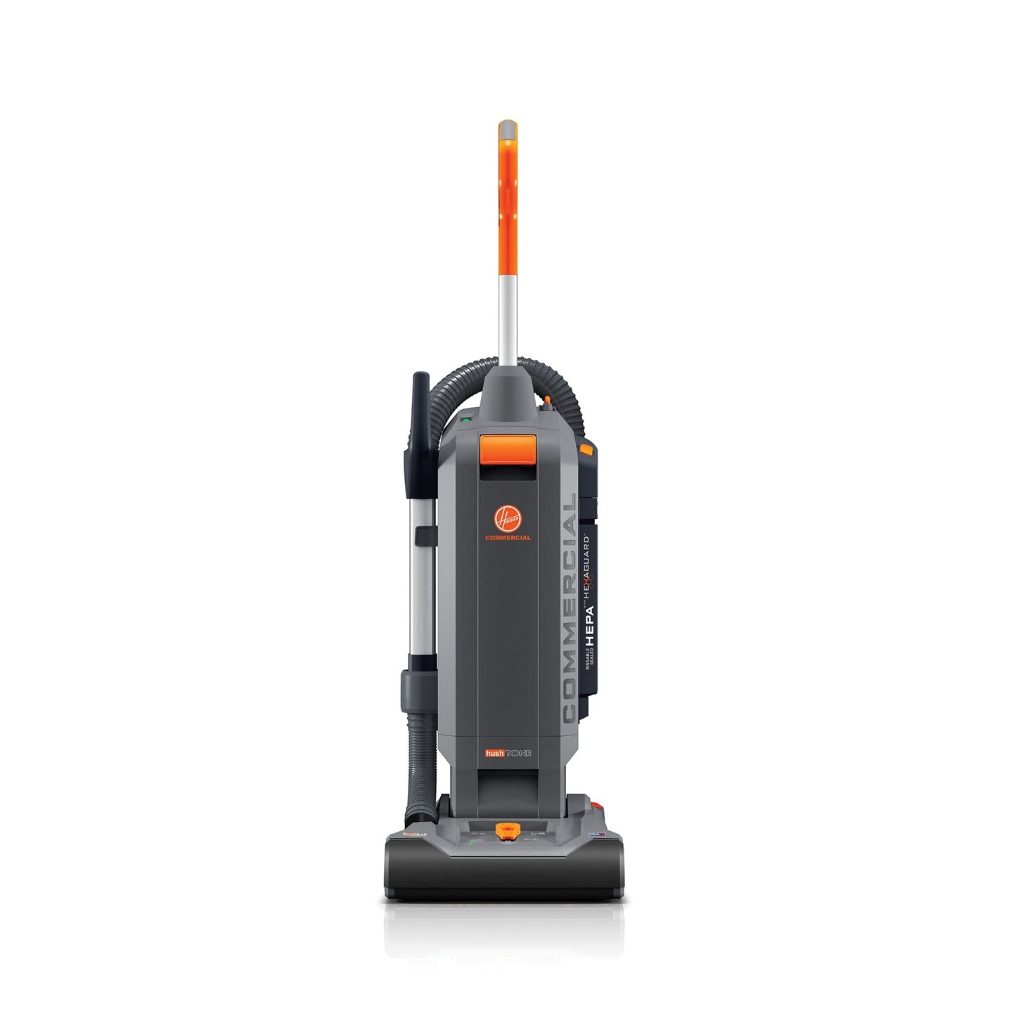 Hoover Commercial HushTone Upright Vacuum Cleaner, 15 inches with Intellibelt, for Carpet and Hard Floors, CH54115, Gray
