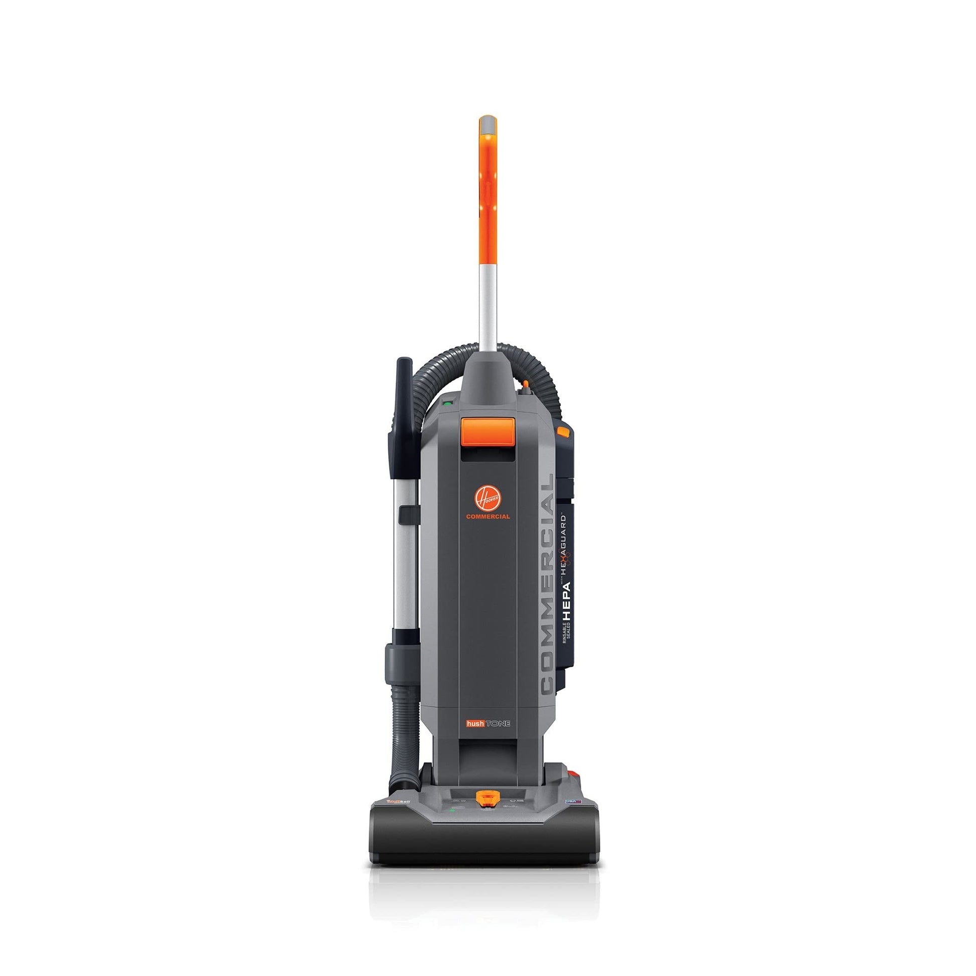 Hoover Commercial HushTone Upright Vacuum Cleaner, 15 inches with Intellibelt, for Carpet and Hard Floors, CH54115, Gray