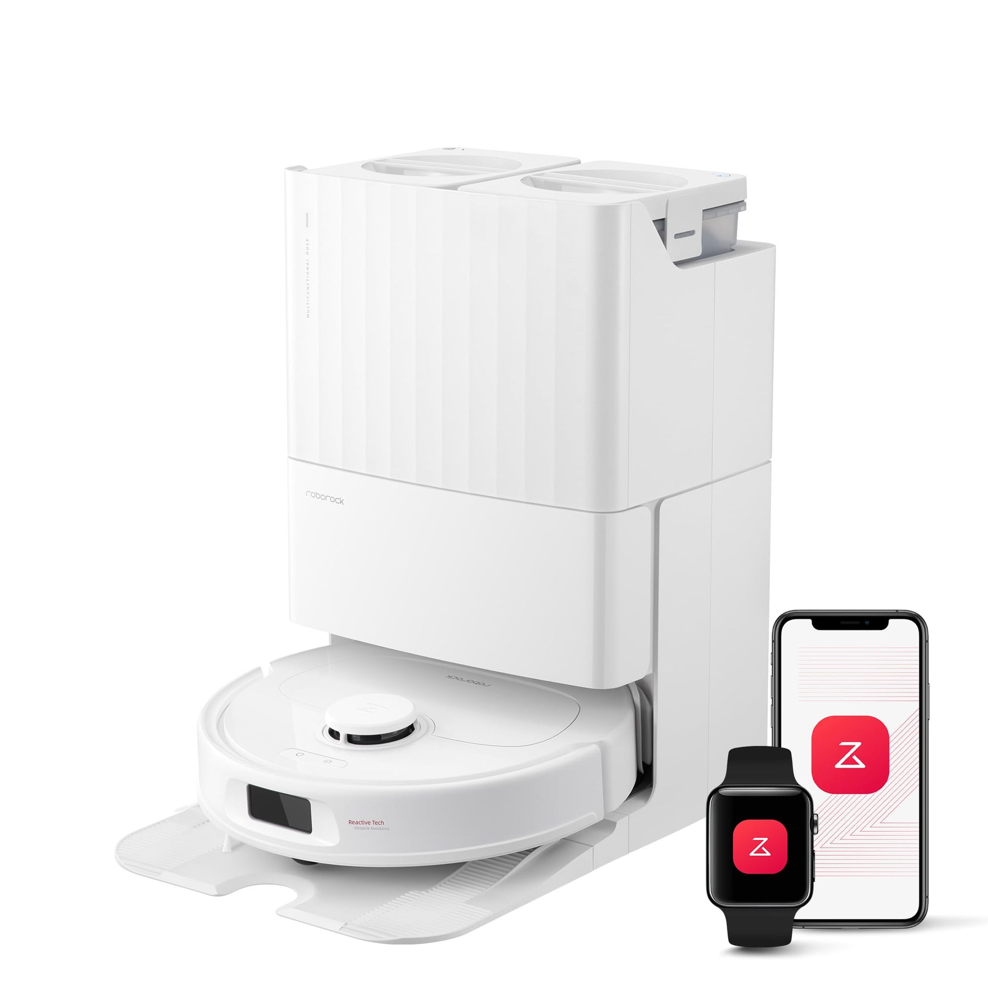 roborock Qrevo Series Robot Vacuum and Mop, 8000Pa Suction, Upgraded from Qrevo S, Anti-Tangle Brush, Smart Obstacle Avoidance, Auto Mop Washing, All-in-One Dock, 200RPM Spinning Mops, White(QV 35A)