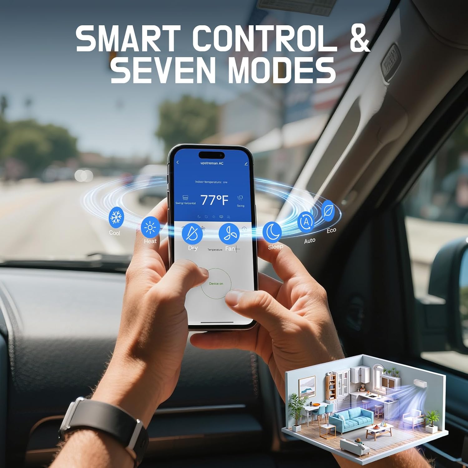 Upstreman 12000 BTU Mini Split Air Conditioner, 115/230V Mini Split AC Unit, Heating system, Energy Efficient Inverter AC, 20 SEER2, Energy Saving, Wifi Enabled, with Mounting Brackets (230V)