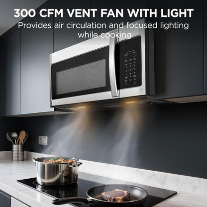 BLACK+DECKER Over the Range Microwave Oven with Air Fryer, Convection, and Bake Modes, 1.5 cu.ft., Stainless Steel, 900 Watts, EC942K6CE-SS