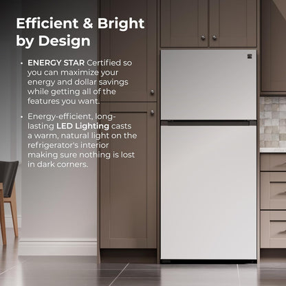 Kenmore 30 in. 18.2 cu. ft. Capacity Refrigerator/Freezer Adjustable Glass Shelving, Humidity Control Crispers, Gallon Door Bins, White