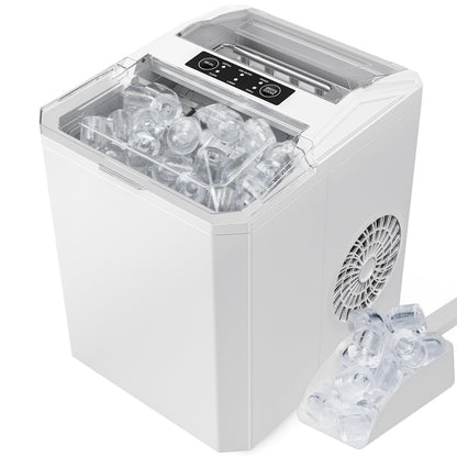 Sweetcrispy Countertop Ice Maker Machine, Portable Self-Cleaning Ice Machine with Ice Scoop, Basket and Handle, 9 Cubes in 6 Mins, 26.5lbs/24Hrs, 2 Sizes of Bullet Ice for Home Kitchen, Coal Black