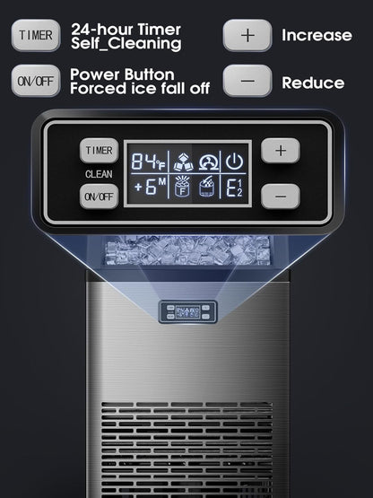 Commercial Ice Maker,2025 Upgraded-101lbs/24H Stainless Steel Ice Machine with 33lbs Storage Capacity, Auto Self-Cleaning, LED Digital Display, 45 Ice Cubes in 12 Mins,Home/Bar/Restaurant