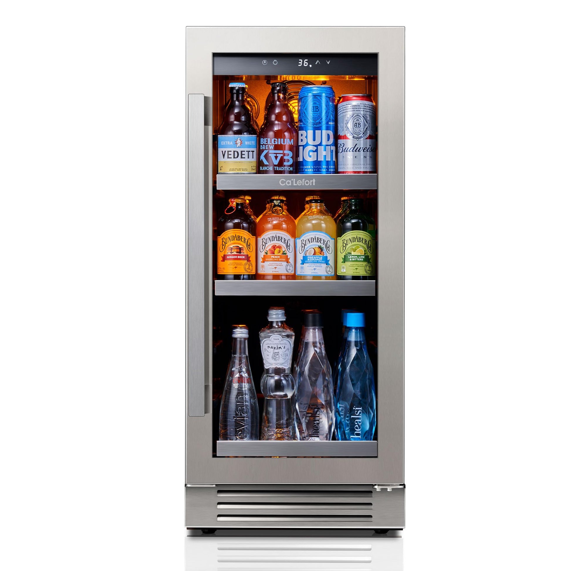 Ca'Lefort 24 Inch Beverage Refrigerator, 180 Can 34°F -54°F Beverage Fridges, Drink Fridge with Glass Door 3 LED Beverage Coolers Built in or Freestanding, Perfect for Home/Kitchen(5.65 cu.ft)