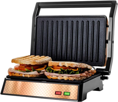 OVENTE Electric Sandwich Maker with Non-Stick Plates, Indicator Lights, Cool Touch Handle, Easy to Clean and Store, Perfect for Cooking Breakfast, Grilled Cheese, Tuna Melts and Snacks, Black GPS401B