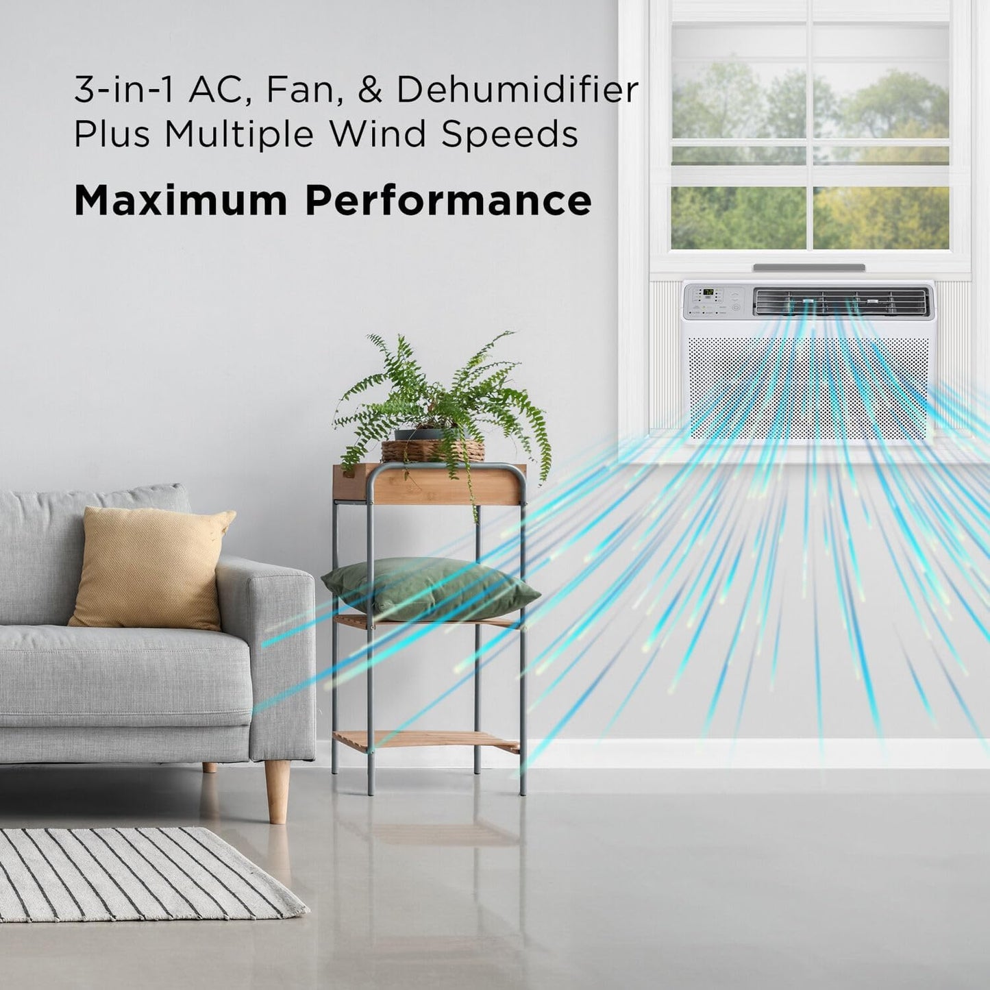 TCL H14W35W 14,000 BTU Smart Window Air Conditioner, AC Unit, Fan & Dehumidifier, 700 Sq. Ft, Remote Control, Compatible with Alexa/Google Assistant, White