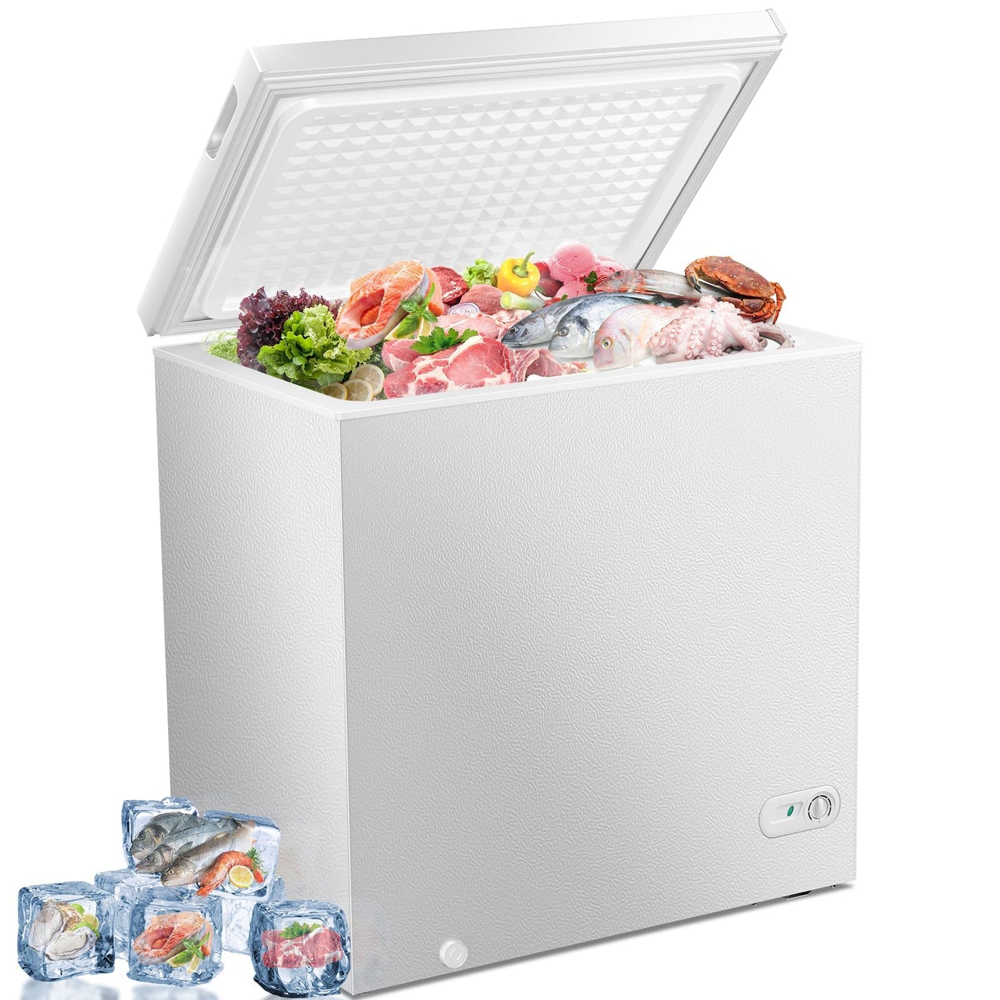 Antarctic Star 7.0 Cu. ft Chest Freezer 6.8℉to -4℉ Free Standing Top open Door Compact Freezer with Adjustable Temperature Defrost Water Drain/Power Saving White