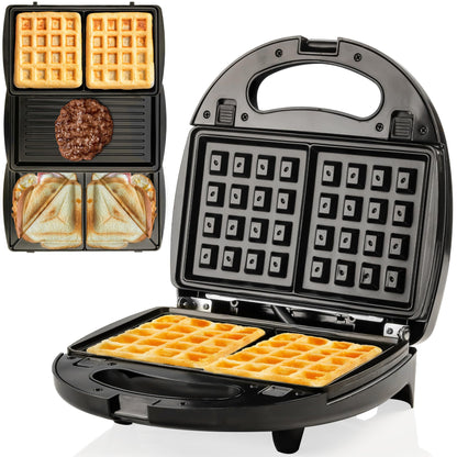 OVENTE Electric Sandwich Maker with Non-Stick Plates, Indicator Lights, Cool Touch Handle, Easy to Clean and Store, Perfect for Cooking Breakfast, Grilled Cheese, Tuna Melts and Snacks, Black GPS401B