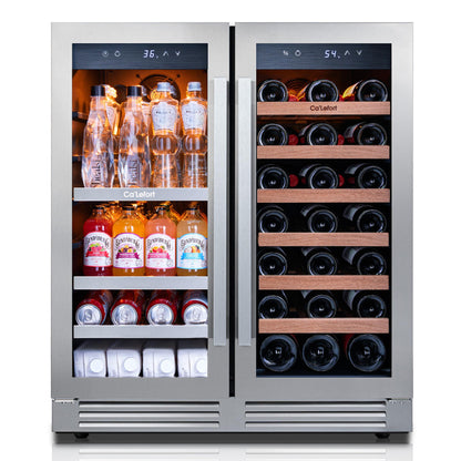 Ca'Lefort 24 Inch Beverage Refrigerator, 180 Can 34°F -54°F Beverage Fridges, Drink Fridge with Glass Door 3 LED Beverage Coolers Built in or Freestanding, Perfect for Home/Kitchen(5.65 cu.ft)