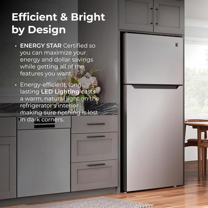 Kenmore 33 in. 20.5 cu. ft. Capacity Refrigerator/Freezer with Full-Width Adjustable Glass Shelving, Humidity Control Crispers, ENERGY STAR Certified, Fingerprint Resistant Stainless Steel