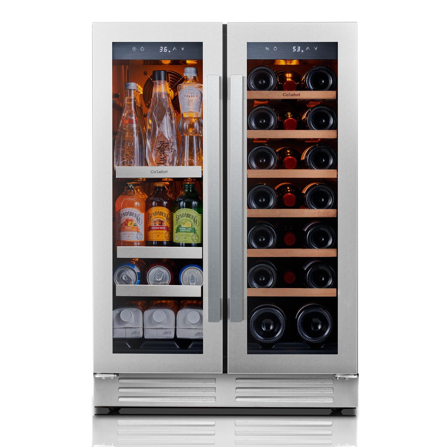 Ca'Lefort 24 Inch Beverage Refrigerator, 180 Can 34°F -54°F Beverage Fridges, Drink Fridge with Glass Door 3 LED Beverage Coolers Built in or Freestanding, Perfect for Home/Kitchen(5.65 cu.ft)