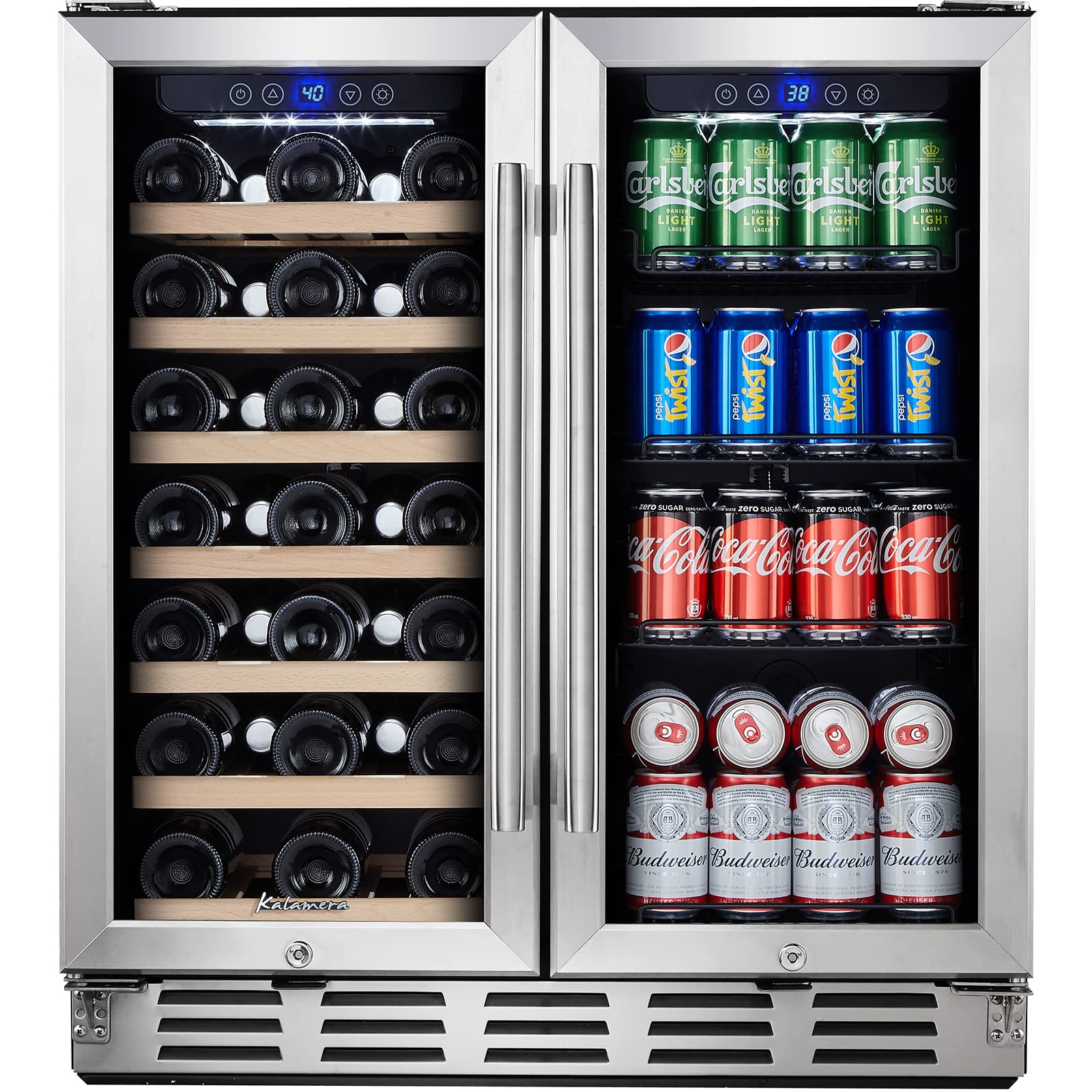 Kalamera 24 inch Beverage Refrigerator - 154 Cans Capacity Beverage Cooler- Fit Perfectly into 24" Space Built in Counter or Freestanding - for Soda, Water, Beer or Wine - For Kitchen, Bar or Office
