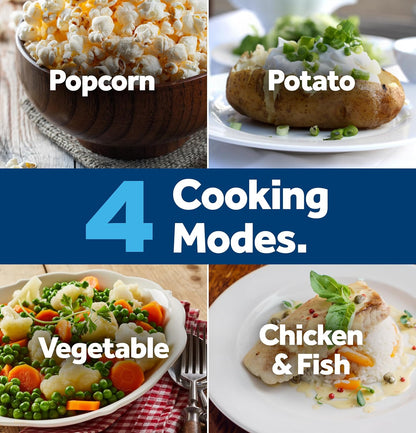 GE Countertop Microwave Oven,1, 200-watt Capacity, 2.0 Cubic Ft., 8 Auto Setting Cooking Settings, Child-Lock Technology, Kitchen Essentials for the Countertop, Dorm Room or Apartment, Stainless Steel