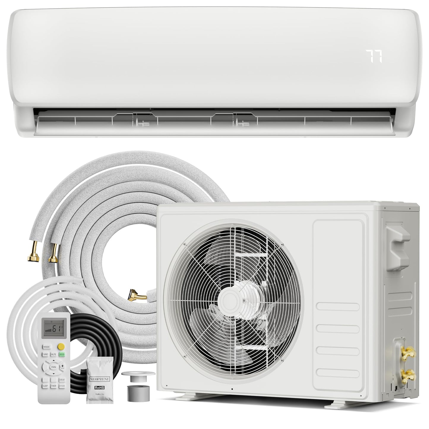 12000 BTU Mini Split AC/Heating System,19 SEER2 110/120V Energy Efficient Ductless Inverter System,Cools Up to 750 Sq.Ft with Pre-Charged Condenser,Heat Pump & Installation Kits