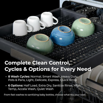 Kenmore Elite 24" Built-in Stainless Steel Tub Dishwasher TurboDry, QuietWash, SmartWash & TurboFlex Third Rack-15 Place Settings-42 DBA, Energy Star Certified, Fingerprint Resistant