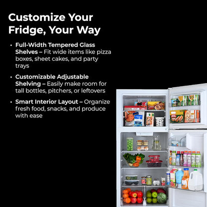 Kenmore 30 in. 18.2 cu. ft. Capacity Refrigerator/Freezer Adjustable Glass Shelving, Humidity Control Crispers, Gallon Door Bins, White