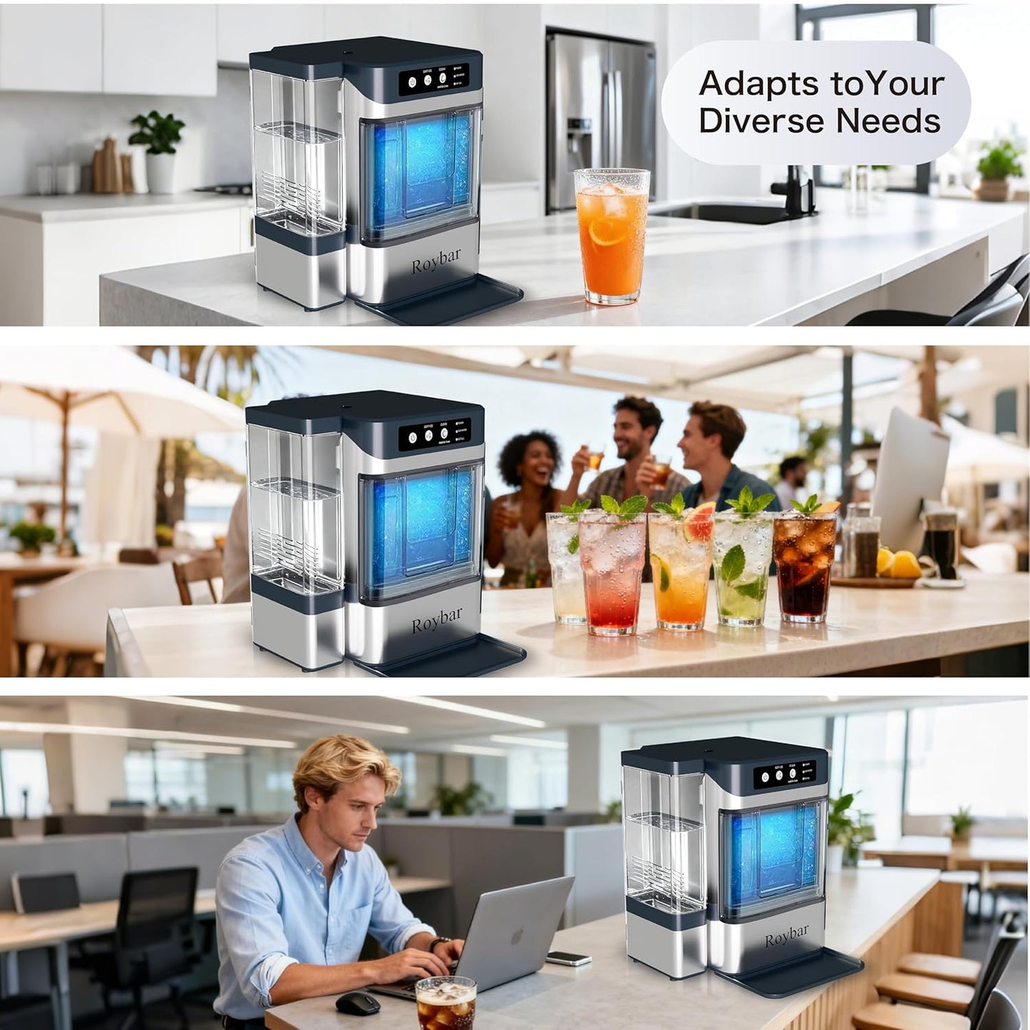 Large Capacity Ice Makers Countertop One-Click Operation Self-Cleaning Portable Ice Maker 41lbs/24H with There is A Detachable 3L Water Tank Ice Machine for Home,Bar,Office