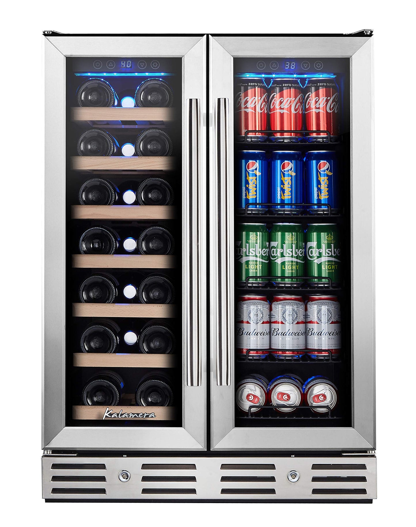 Kalamera 24 inch Beverage Refrigerator - 154 Cans Capacity Beverage Cooler- Fit Perfectly into 24" Space Built in Counter or Freestanding - for Soda, Water, Beer or Wine - For Kitchen, Bar or Office