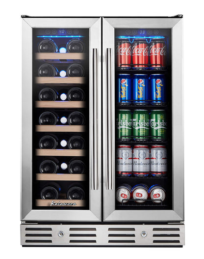 Kalamera 24 inch Beverage Refrigerator - 154 Cans Capacity Beverage Cooler- Fit Perfectly into 24" Space Built in Counter or Freestanding - for Soda, Water, Beer or Wine - For Kitchen, Bar or Office