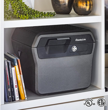 SentrySafe Fireproof and Waterproof Lock Box with Key Lock, File Safe with Carrying Handles for Documents, 0.66 Cubic Feet, 14.1 x 16.6 x 13.8 Inches, FHW40100
