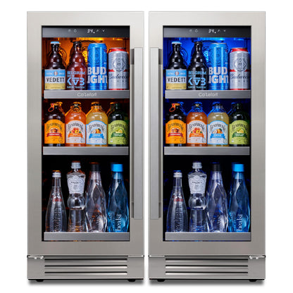 Ca'Lefort 24 Inch Beverage Refrigerator, 180 Can 34°F -54°F Beverage Fridges, Drink Fridge with Glass Door 3 LED Beverage Coolers Built in or Freestanding, Perfect for Home/Kitchen(5.65 cu.ft)
