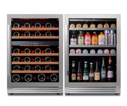 Ca'Lefort 24 Inch Beverage Refrigerator, 180 Can 34°F -54°F Beverage Fridges, Drink Fridge with Glass Door 3 LED Beverage Coolers Built in or Freestanding, Perfect for Home/Kitchen(5.65 cu.ft)