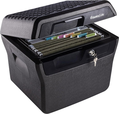 SentrySafe Fireproof and Waterproof Lock Box with Key Lock, File Safe with Carrying Handles for Documents, 0.66 Cubic Feet, 14.1 x 16.6 x 13.8 Inches, FHW40100